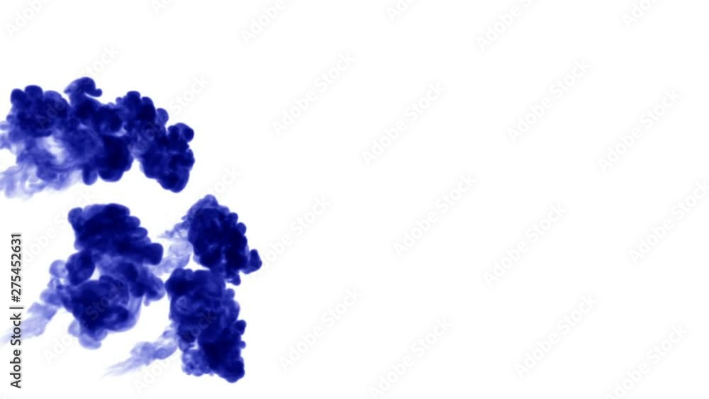 Aufkleber 3d render of blue ink injection dissolves and spread in water on white background with luma matte as
