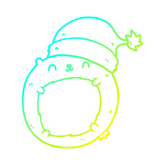 cold gradient line drawing cute cartoon christmas bear