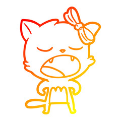 warm gradient line drawing cartoon cat meowing