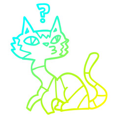 cold gradient line drawing cartoon cat