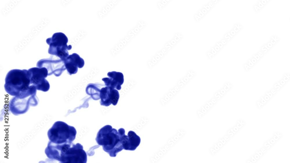 Aufkleber 3d render of blue ink injection dissolves and spread in water on white background with luma matte as