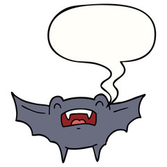 cartoon vampire bat and speech bubble
