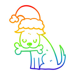 rainbow gradient line drawing cute christmas dog