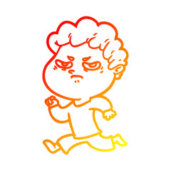 warm gradient line drawing cartoon angry man