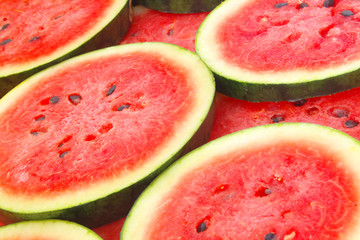 Round slices of watermelon close up