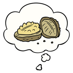 cartoon walnuts and thought bubble