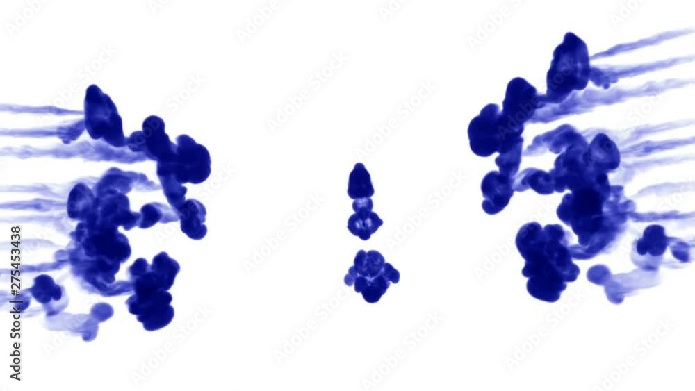 Aufkleber 3d render of blue ink injection dissolves and spread in water on white background with luma matte as