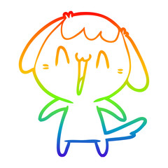 rainbow gradient line drawing cute cartoon dog