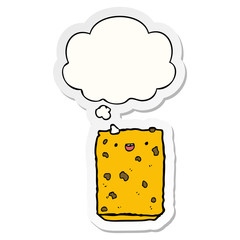 cartoon biscuit and thought bubble as a printed sticker