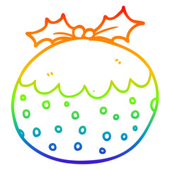 rainbow gradient line drawing cartoon christmas pudding