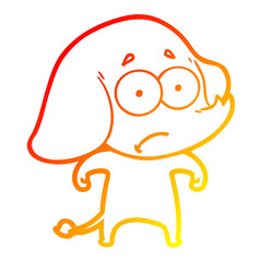 warm gradient line drawing cartoon unsure elephant