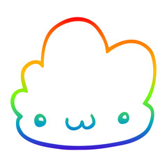rainbow gradient line drawing cute cartoon cloud