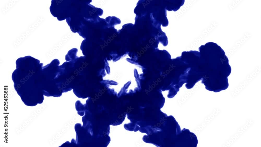 Aufkleber 3d render of blue ink injection dissolves and spread in water on white background with luma matte as