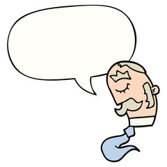 cartoon man and mustache and speech bubble