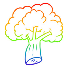 rainbow gradient line drawing cartoon broccoli