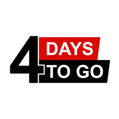 Four day to go with long shadow on white background.