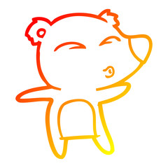 warm gradient line drawing cartoon whistling bear