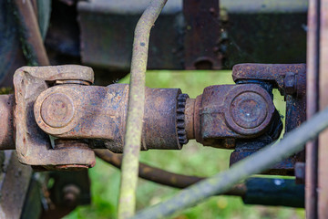 vintage retro tractor rusty details close up