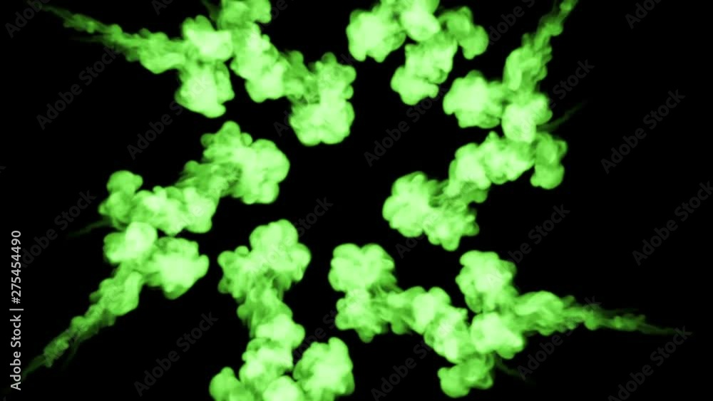 Aufkleber 3d render of green ink injection dissolves and spread in water on black with luma matte as alpha cha