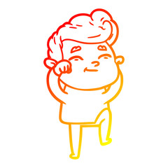 warm gradient line drawing happy cartoon man