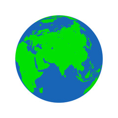 Globe world map with shadow on a white background