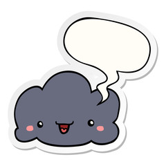 cute cartoon cloud and speech bubble sticker