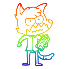 rainbow gradient line drawing cartoon annoyed fox