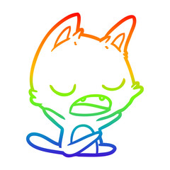 rainbow gradient line drawing talking cat cartoon