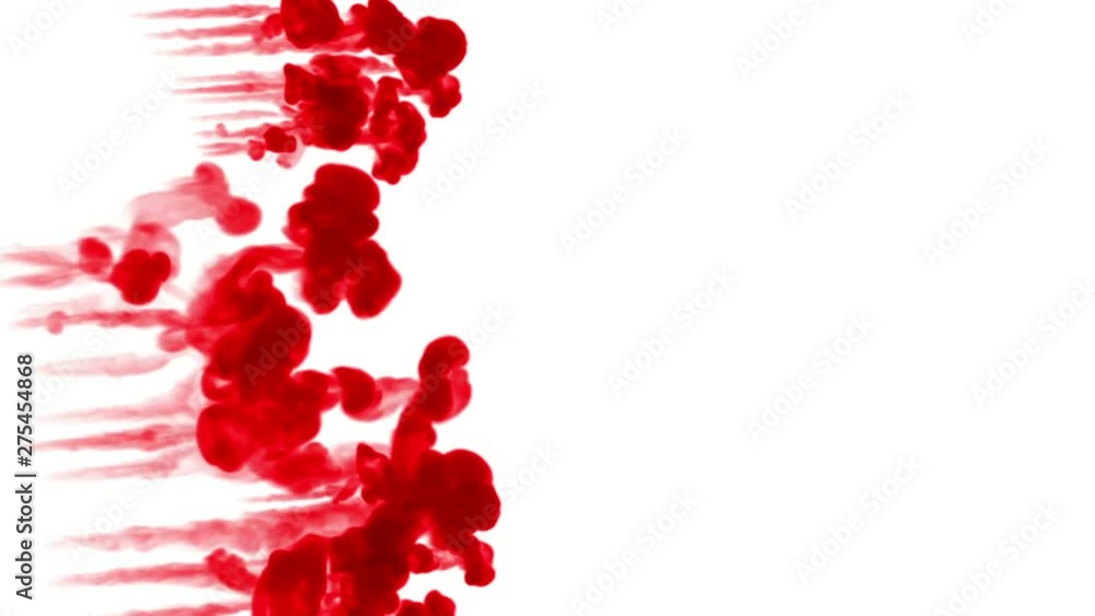Aufkleber 3d render of red ink injection dissolves and spread in water on white background with luma matte as 