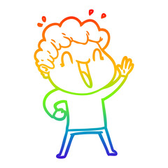 rainbow gradient line drawing cartoon happy man