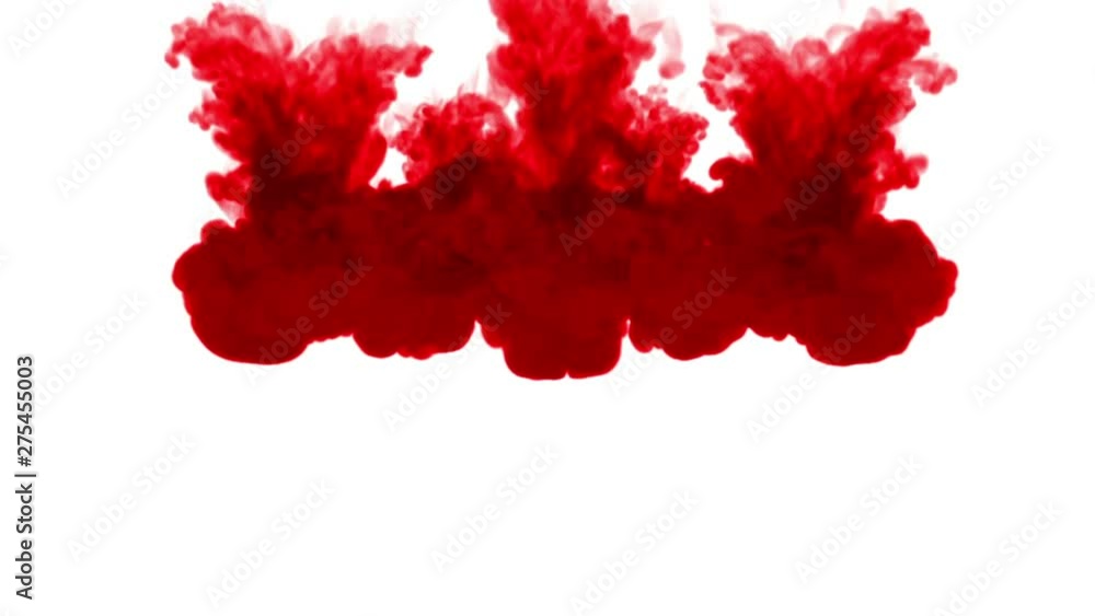 Aufkleber 3d render of red ink injection dissolves and spread in water on white background with luma matte as 