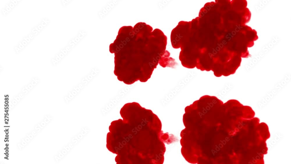 Aufkleber 3d render of red ink injection dissolves and spread in water on white background with luma matte as 