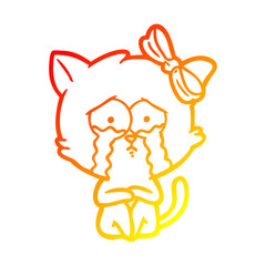 warm gradient line drawing cartoon cat