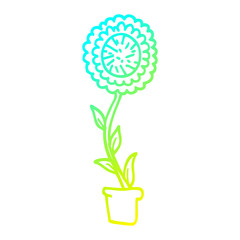 cold gradient line drawing cartoon flower pot