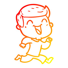 warm gradient line drawing cartoon happy man