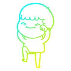 cold gradient line drawing cartoon happy boy