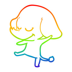 rainbow gradient line drawing cartoon smiling elephant