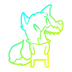 cold gradient line drawing laughing fox cartoon