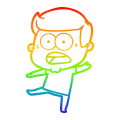 rainbow gradient line drawing cartoon shocked man