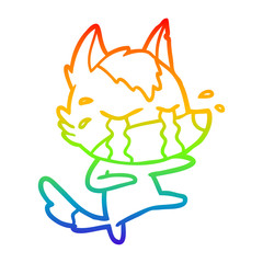 rainbow gradient line drawing cartoon crying wolf