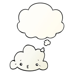 cartoon cloud and thought bubble in smooth gradient style