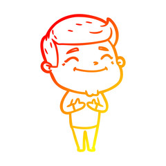 warm gradient line drawing happy cartoon man