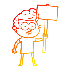 warm gradient line drawing cartoon staring man