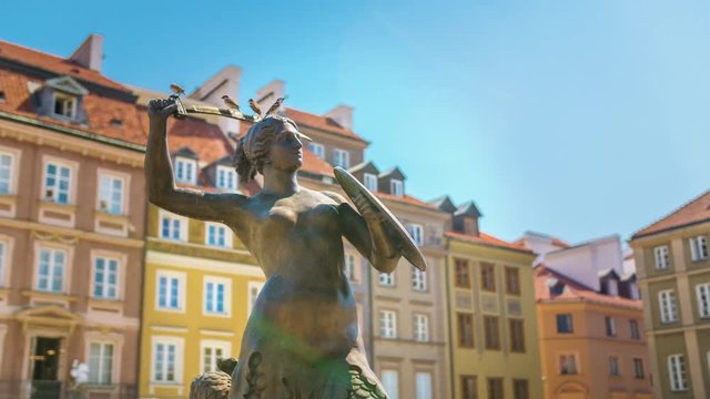 Old Town Warsaw detail of Mermaid statue
