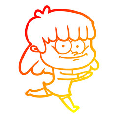 warm gradient line drawing cartoon smiling woman