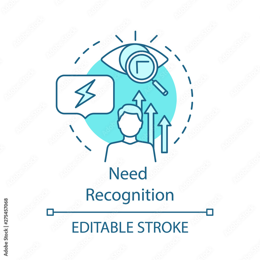 Poster need recognition turquoise concept icon. eye scanning idea thin line illustration. biometric recogni