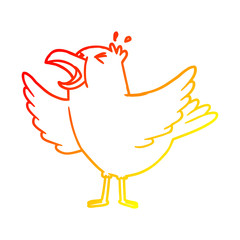 warm gradient line drawing cartoon bird squawking