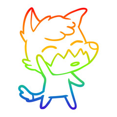 rainbow gradient line drawing cartoon fox
