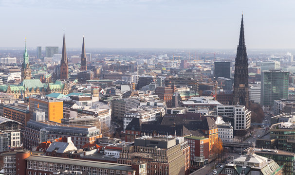 Hamburg cityscape, Germany. Aerial view