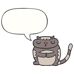 cute cartoon cat and speech bubble